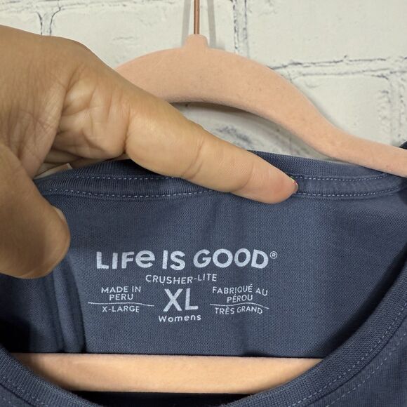 Life Is Good Shirt Blouse Women XL Crusher Life Blue Camp fire Outdoor Hiking - Picture 3 of 8